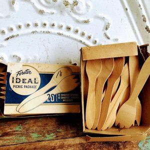 Vintage forster ideal wood forks spoons Picnic